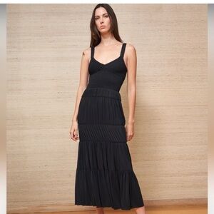 La Ligne Mary Alice Smocked Midi Dress Black M